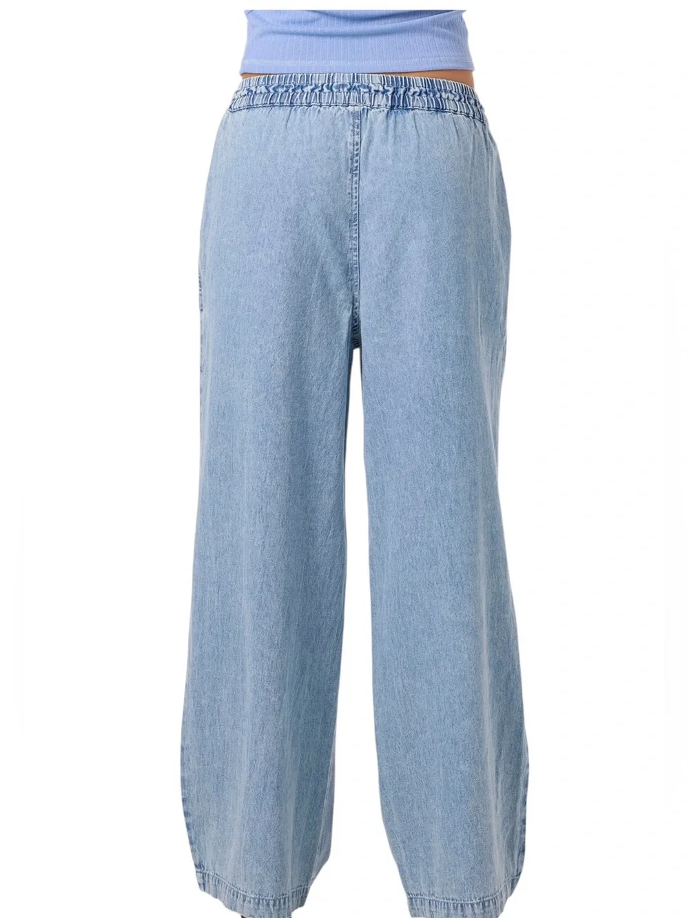 O’Neill Sevie Denim Pants in Drifter Light Blue Denim Wide Leg Pants Size M
